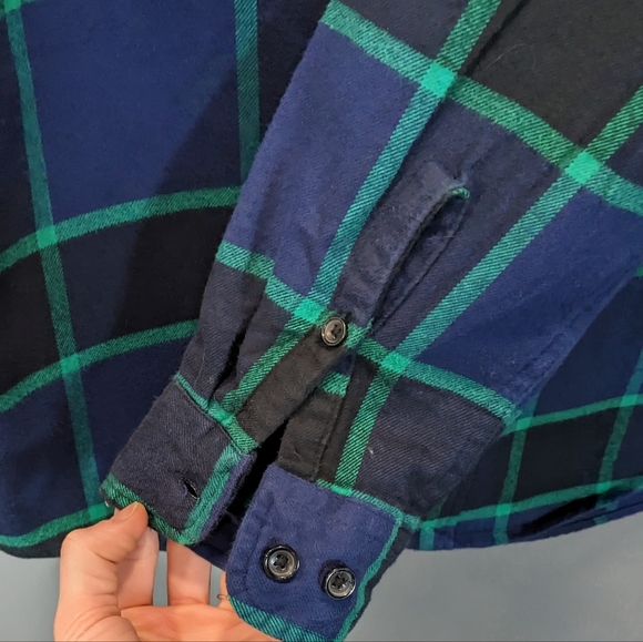 Lands' End Men's Tall Medium Flannel Plaid Shirt Tailored Fit 15-15.5 - Picture 3 of 6